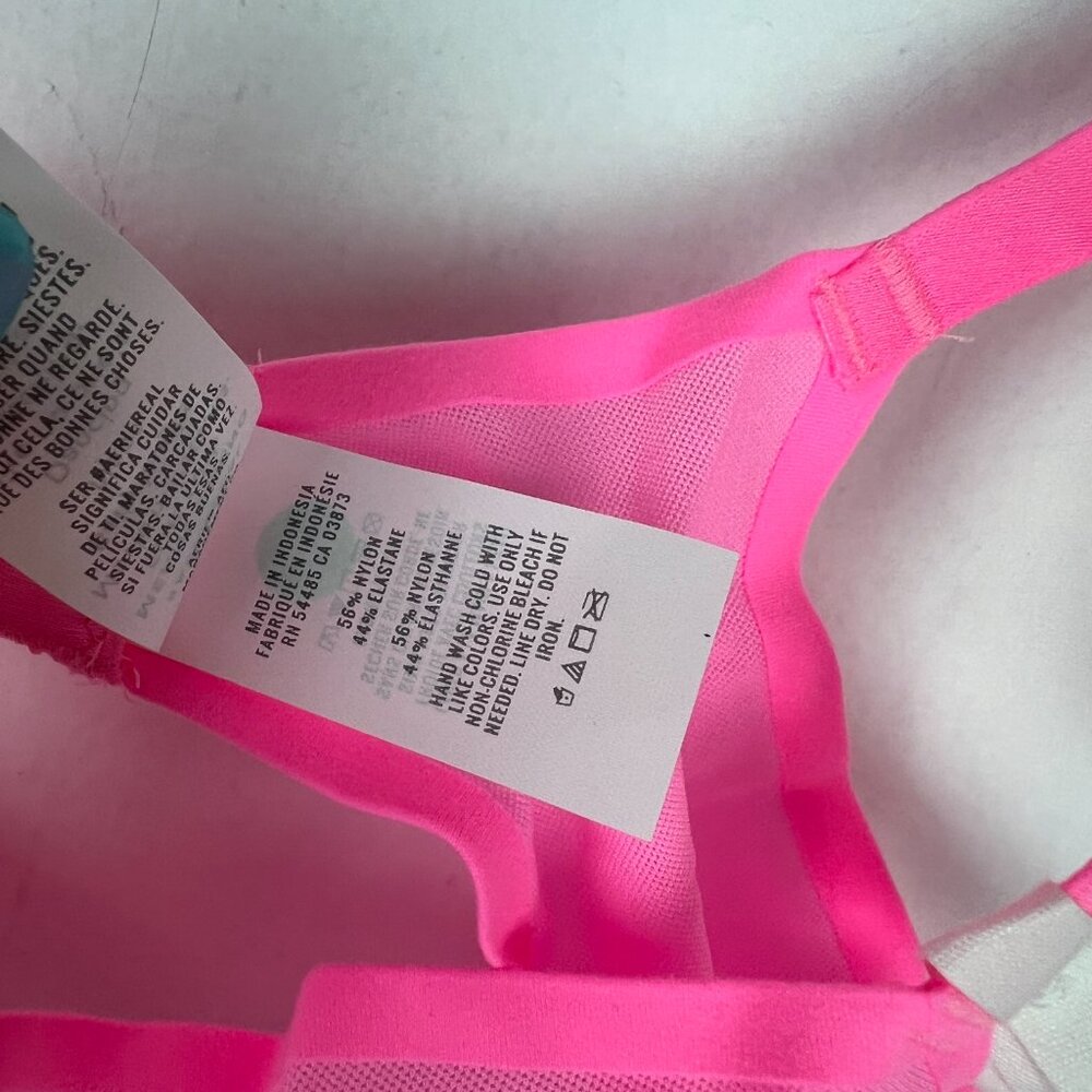 NWT Aerie SMOOTHEZ Mesh Unlined Balconette Bra Underwire Pink Size 32B NEW - Picture 6 of 6